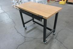 Ironman Rolling Work Bench, Metal Legs with Butcher Block Top and Single Drawer