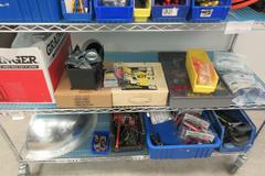 Shop Supplies including Shelf Brackets, Cable Track, Electrical Supplies, Soldering Iron and MORE on Uline 4-Shelf 60" x 24" x 70" Metal Wire Rolling Cart