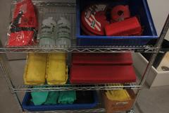 Safety Lockout/Tagout Center with Large Assortment of Supplies on 5-Shelf Uline 36" x 18" x 78" Metal Wire Rolling Cart