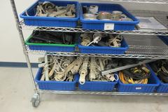 Shop Supplies including, Shipping Supplies, Power Strips, Extension Cords, Treble Lights and MORE on 6-Shelf Uline 72" x 24" x 78" Metal Wire Rolling Cart