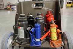 Assorted Hydraulic Bottle Jacks 2-12 Ton Capacity (9) w/ Rolling Cart