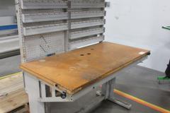Work Bench, Heavy Duty Metal, Adjustable with Wood Top and Adjustable Shelving