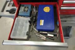 Husky 6-Drawer Top Tool Chest with Power Strip on Uline H-1495 Mobile Work Station with Contents