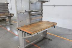Work Bench, Heavy Duty Metal, Adjustable with Wood Top and Adjustable Shelving