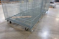 Uline H-1734, (3) Collapsible Wire Container with Casters - 48" x 40" x 43-1/2", 4000 Static Load Capacity