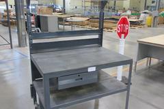 Work Bench, Heavy Duty Steel with Wood Top and Drawer, Portable