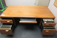 Wooden Office Main Desk and Rear Desk