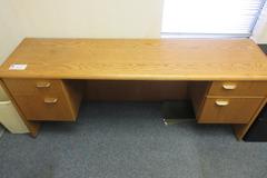 Wooden Office Main Desk and Rear Desk