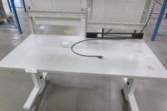 BostonTec Heavy Duty Metal Work Bench with Overhead Light and Adjustable Shelves, Portable