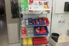 Safety Lockout/Tagout Center with Large Assortment of Supplies on 5-Shelf Uline 36" x 18" x 78" Metal Wire Rolling Cart