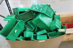 Plastic Bins, Large Assortment of Small, Medium and Large in 45" x 45" x 32" Gaylord Box