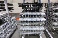 Paint Line Equipment, Several Rolling Hanging Racks, Hooks, Many Shapes and Sizes