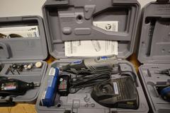 Dremel Rotary Tool Lot – 8220 Cordless, 10.8V Cordless, Model 395 Corded, Extra Batteries & Chargers