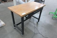 Ironman Rolling Work Bench, Metal Legs with Butcher Block Top and Single Drawer