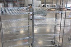 Uline Rolling Metal Wire Carts with Angled Shelves (5 total) (4) 36" x 18" x 78" High and (1) 36" x 24" x 78"