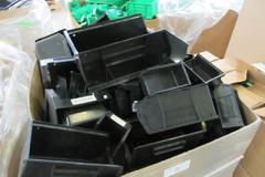 Plastic Bins, Large Assortment of Small, Medium and Large in 45" x 30" x 40" Gaylord Box