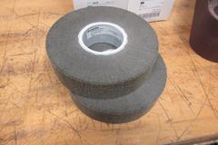 3M 4"x36"x80 Grit Sanding Belts (5 Boxes, 10 Belts Per Box),  (2) Scotch-Brite Finishing Wheels 8"x2"x3" Super Fine
