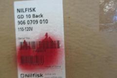 Nilfisk GD 10 Back Pack Vacuum, (3) Advance VU500 15" SMU Upright Vacuums and 2-Shelf Cart