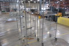 Uline Rolling Metal Wire Carts with Angled Shelves, (4) 36" x 18" x 78"