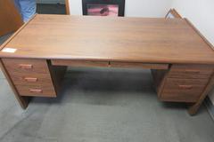 Wooden Office Main Desk and Credenza