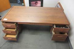 Wooden Office Main Desk and Credenza