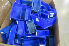Plastic Bins, Large Assortment of Small, Medium and Large in 48" x 42" x 25" Gaylord Box