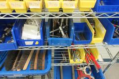 Hand Tools, Large Assortment including Socket Set, Rachet Wrenches, Clamp, Tap Wrenches, Drill Chucks, O-Ring Kit and MORE on 6-Shelf 48" x 18" x 78" Metal Wire Rolling Cart