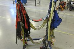 Rolling Cantilever Rack with Assorted Lifting Straps and Chains