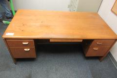 Wooden Office Main Desk and Rear Desk