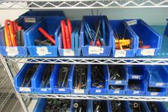 Hand Tools, Large Assortment including Sockets, Driver Head, T-Handle Allen Wrenches and MORE on Uline 6-Shelf 72" x 18" x 78" Metal Wire Rolling Cart
