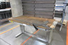 Work Bench, Heavy Duty Metal, Adjustable with Wood Top and Adjustable Shelving