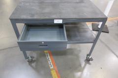 Work Bench, Heavy Duty Steel with Wood Top and Drawer, Portable