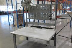 Work Bench, Heavy Duty Metal with Work Light and Power Strip, Portable