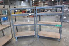 Metal Shelves, Heavy Duty with Wood Tops, Portable - 48" x 24" x 68"