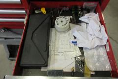 Husky 6-Drawer Top Tool Chest with Power Strip on Uline H-1495 Mobile Work Station with Contents