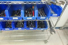 Box End Wrenches from 7/32" up to 1-13/16" on Quantum 8-Shelf 60" x 18" x 78" Metal Wire Rolling Cart