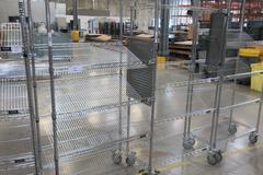 Uline Rolling Metal Wire Carts with Angled Shelves (5 total) (4) 36" x 18" x 78" High and (1) 36" x 24" x 78"