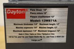 Dayton 13W871A Bench Plate Shear 12 Inch 1/4" Max Thickness