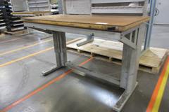 Work Bench, Heavy Duty Metal, Adjustable with Wood Top and Adjustable Shelving