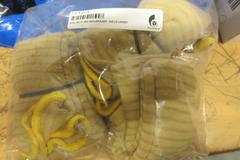 PPE Items, (7pks) Grippaz L Nitrile Gloves, Kevlar Work Sleeves, Assorted Work Gloves, Clean Room Caps, (6prs) +1.25 Safety Glassees