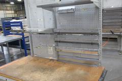 Work Bench, Heavy Duty Metal, Adjustable with Wood Top and Adjustable Shelving