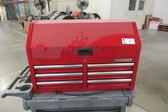 Husky 6-Drawer Top Tool Chest with Power Strip on Uline H-1495 Mobile Work Station with Contents