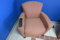 Lobby Cushioned Chairs with Folding Work Shelf (2pcs) and Round Side Table