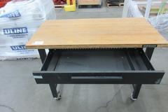 Ironman Rolling Work Bench, Metal Legs with Butcher Block Top and Single Drawer