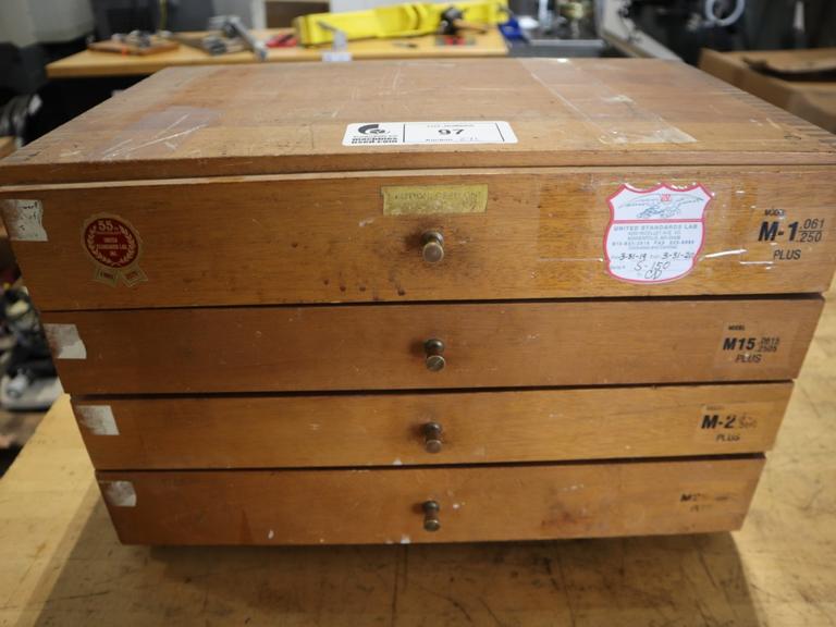 Meyer Pin / Plug Gages in Wood Cabinet: M1 Plus, M15 Plus, M2 Plus, M-25 PLus