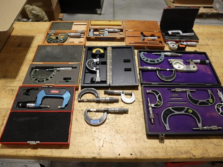 Micrometers, Assorted Blade, Flange, Pressure, Depth, and Standard Micromters