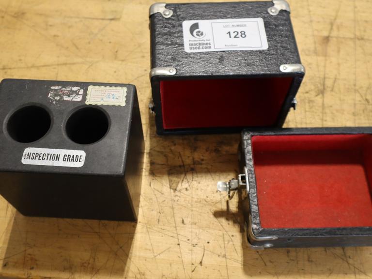 Micro-Flat Precision Granite Block 6" x 4.5" x 6" High with (2) 2.75" Diameter Holes, Protective Case