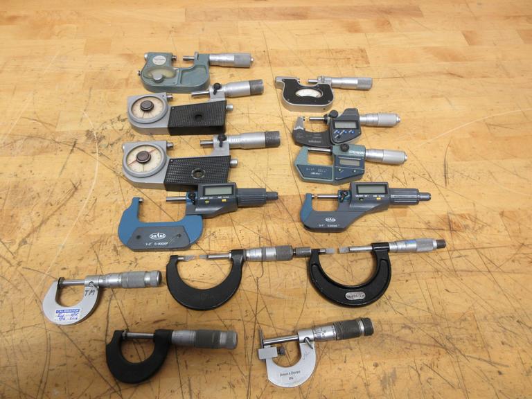 Micrometers 0-1" and 1-2" Various Brands and Types, Digital, Vernier, Pressure
