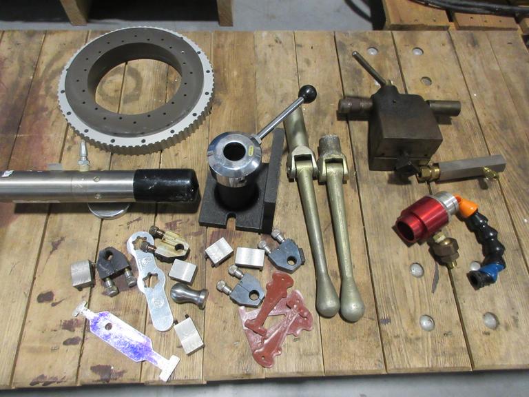 Machine Accessories Assorted, 5C Collet Fixture, Small Tail Stock, Vise and Quill Stops, Kurt Vise Handles and Other
