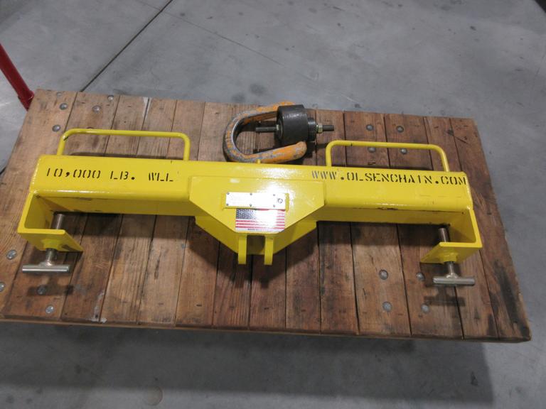 Olsen Chain Forklift Lifting Beam, Inside Pin Mount, 10,000 lb Capacity. And Freno Swiveling Lift Eye with 5/8" Stud